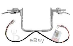 12 Chrome Ape Hangers Handlebars 1-1/4 Modular Bars Hand Controls Harley Touring
