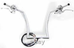 16 Rise Ape Hangers Handlebars 1-1/4 Bars Hand Controls Switches Fit Harley