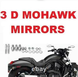 3D Kustom Mohawk Chrome & Black Mirror Set Harley Handlebar Controls 1970-2016