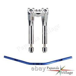 8+1 Pullback Risers MX Style 1? Blue Handlebar Clamp For Harley Dyna FXDL FXDF