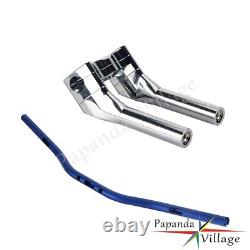 8+1 Pullback Risers MX Style 1? Blue Handlebar Clamp For Harley Dyna FXDL FXDF