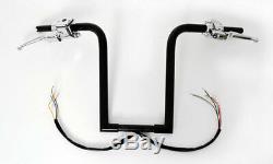 Black Handlebars Fat 16 Ape Hangers Hand Controls Switches Bars Fit Harley