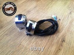 Chrome Universal Bike Motorcycle Handle Bar Switch Control 22mm 7/8 Cafe Racer