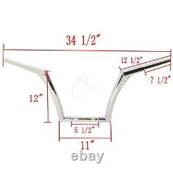 Custom 1 1/4 Fat 12 Rise Ape Hangers Handlebar For Harley Sportster XL Softail