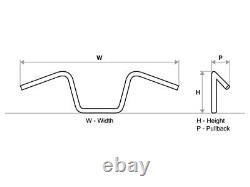 Fehling Ape Hanger Diamètre de serrage H310 3 trous TBW Chrome 1 x 1-1/4 pouces